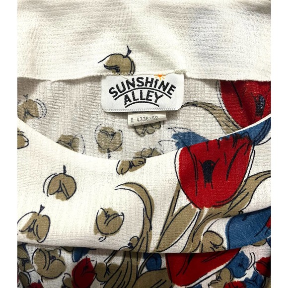 Vintage Sunshine Alley White & Floral Blouson Dress Size 6 - Picture 6 of 7